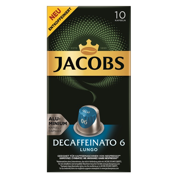 Douwe Egberts Jacobs Lungo Decaffeinato koffeinmentes 10 db kávékapszula