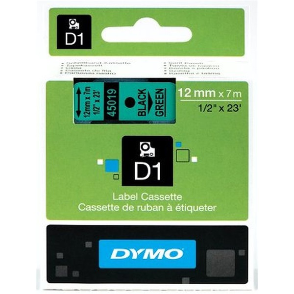 Dymo D1 12mmx7m fekete/zöld feliratozógép szalag