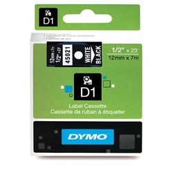 Dymo D1 12mmx7m fehér/fekete feliratozógép szalag