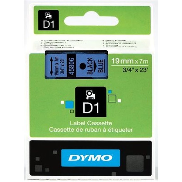 Dymo D1 19mmx3,5m fekete/kék feliratozógép szalag