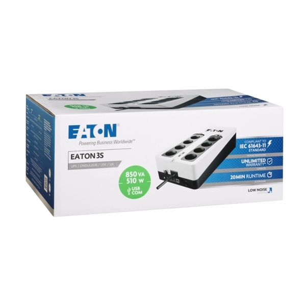 EATON 3S 850 DIN 510W fekete-fehér szünetmentes tápegység