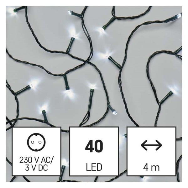 Emos D4AC01 4m/40LED/kül-beltéri/időzítős/hideg fehér karácsonyi LED fényfüzér