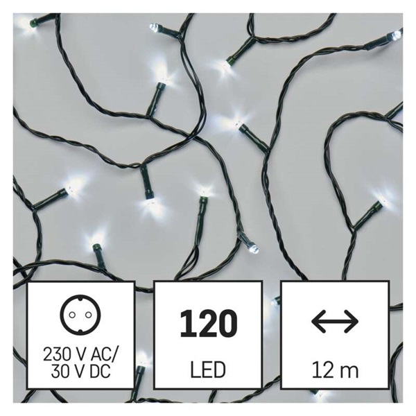 Emos D4AC03 12m/120LED/kül-beltéri/időzítős/hideg fehér karácsonyi LED fényfüzér