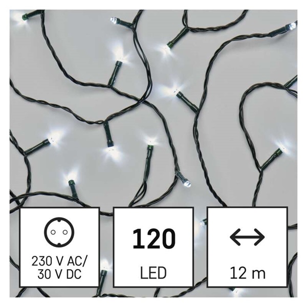 Emos D4AC08 12m/120LED/kül-beltéri/hideg fehér karácsonyi LED fényfüzér