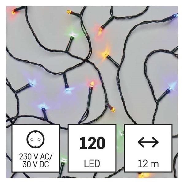 Emos D4AM03 12m/120LED/kül-beltéri/időzítős/többszínű karácsonyi LED fényfüzér