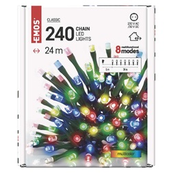 Emos D4AM10 24m/240LED/kül-beltéri/többszínű karácsonyi LED fényfüzér