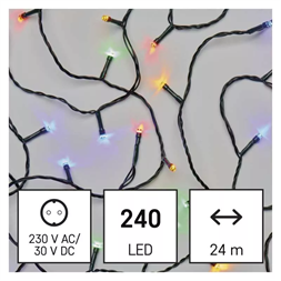 Emos D4AM10 24m/240LED/kül-beltéri/többszínű karácsonyi LED fényfüzér