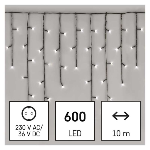 Emos D4CC03 10m/600LED/kül-beltéri/hideg fehér jégcsap karácsonyi LED fényfüggöny