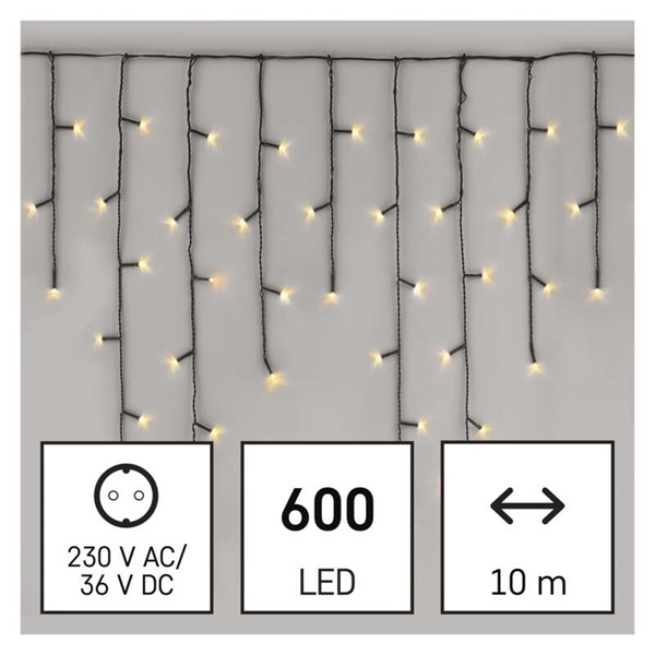 Emos D4CW03 10m/600LED/kül-beltéri/meleg fehér/jégcsap karácsonyi LED fényfüggöny