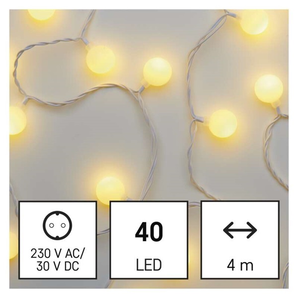 Emos D5AW01 4m/40LED/kül-beltéri/időzítős/meleg fehér/golyók LED fényfüzér