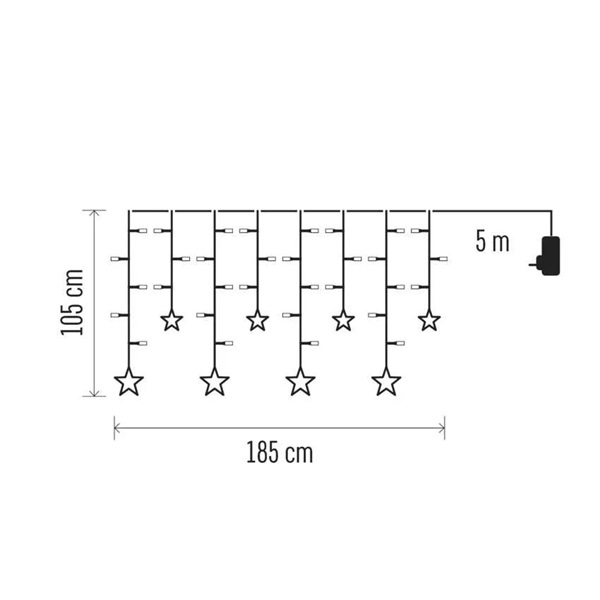 Emos DCGW12 185x105 cm beltéri meleg fehér csillagok LED karácsonyi fényfüggöny