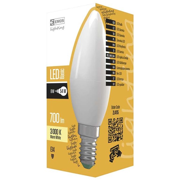 Emos ZL4115 BASIC 8W E14 700 lumen meleg fehér LED gyertya izzó