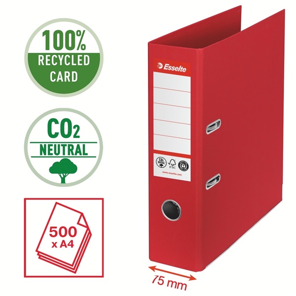 Esselte No.1 A4 75mm piros CO2 semleges környezetbarát iratrendező