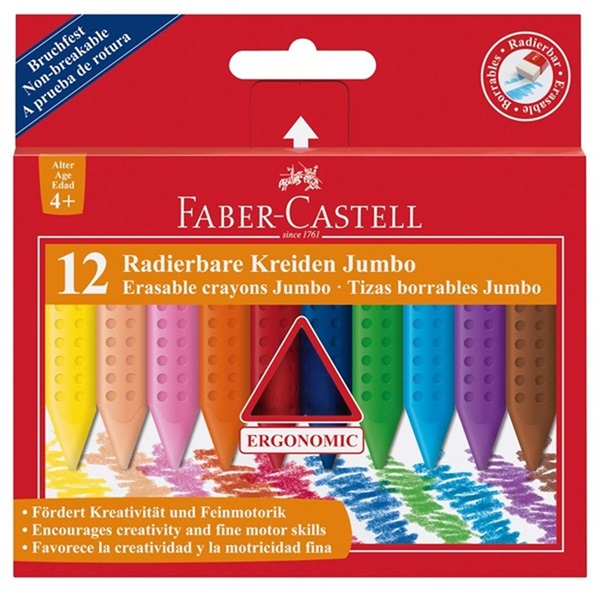 Faber-Castell Grip Jumbo 122540 háromszögletű 12db-os vegyes színű zsírkréta