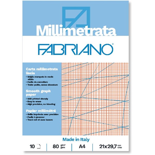 Fabriano A4 80g 10lapos milliméterpapír tömb