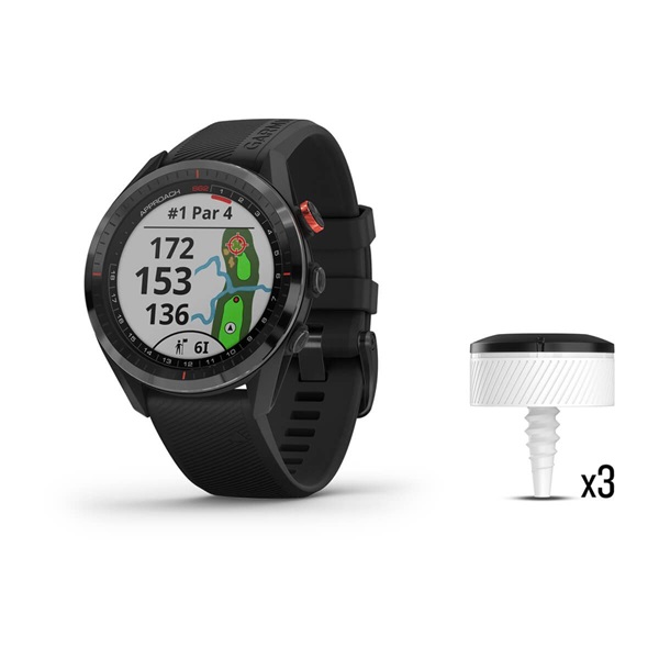 Garmin Approach S62 fekete okosóra + 3 db CT10 golfütő jeladó