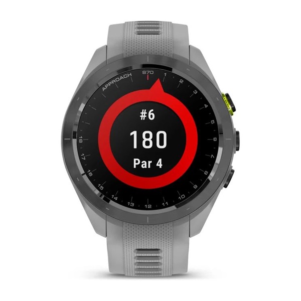 Garmin Approach S70 (42mm) fekete kerámia púderszürke szilikon szíjjal (ED) okosóra