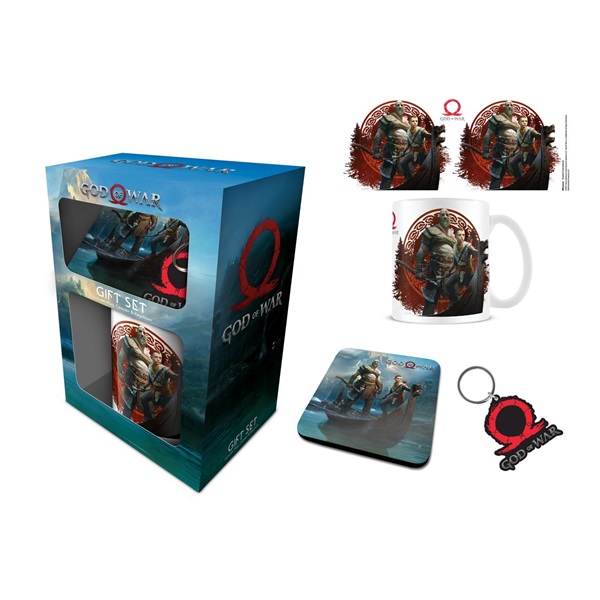 God of War kulcstartó + 320ml bögre + alátét csomag