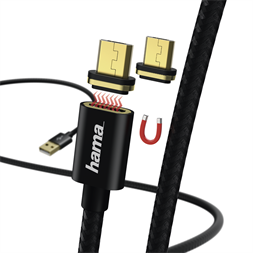 Hama 178373 fekete 1m mágneses csatlakozós micro USB adatkábel