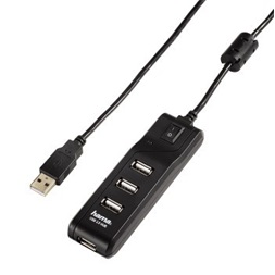 Hama 54590 fekete 4 portos fekete kapcsolós USB 2.0 HUB