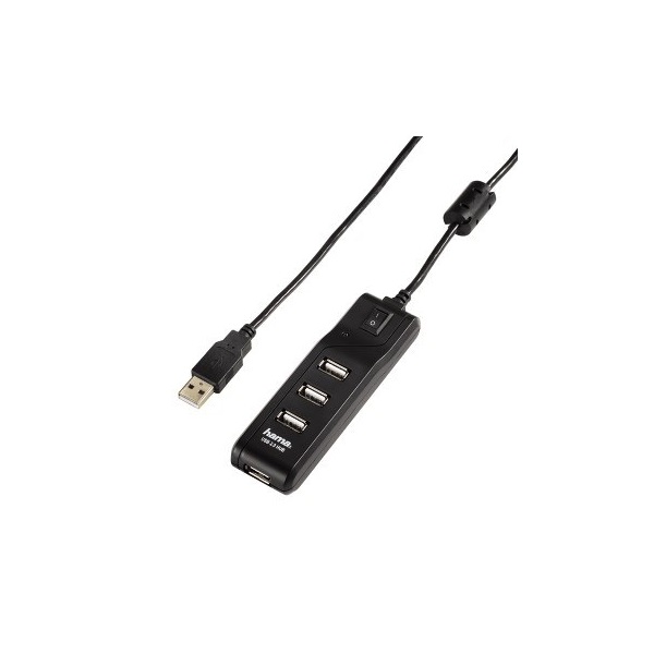 Hama 54590 fekete 4 portos fekete kapcsolós USB 2.0 HUB