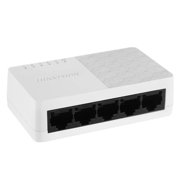 Hikvision DS-3E0505D-E (5 port Gbit, műanyag ház, fehér) Switch