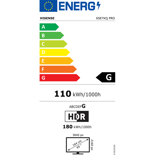 Hisense 65" 65E7KQPRO 4K UHD Smart QLED TV