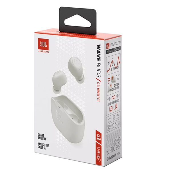 JBL Wave Buds WHT True Wireless Bluetooth fehér fülhallgató