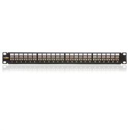 KE-Line Cat6A Moduláris árnyékolt Patch panel 24xRJ45/s, fekete