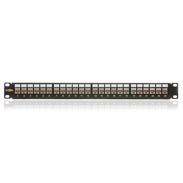 KE-Line Cat6A Moduláris árnyékolt Patch panel 24xRJ45/s, fekete