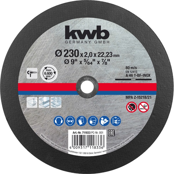 KWB 49711833 EXTRA INOX 230x22,23x1,9 mm vágótárcsa