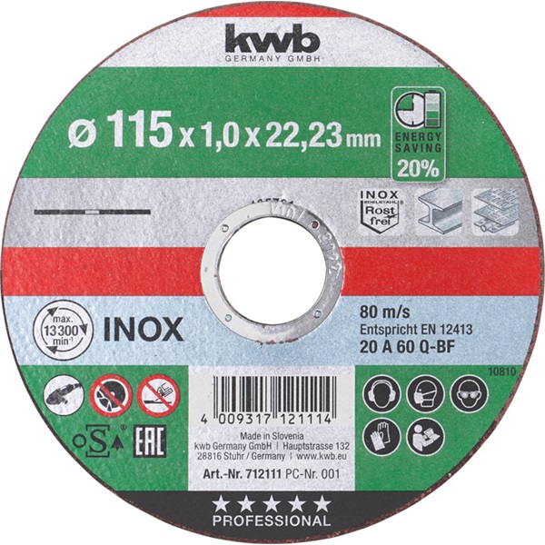 KWB 49712111 AKKU-TOP EXTRA INOX 115x22,23x1,0 mm vágótárcsa