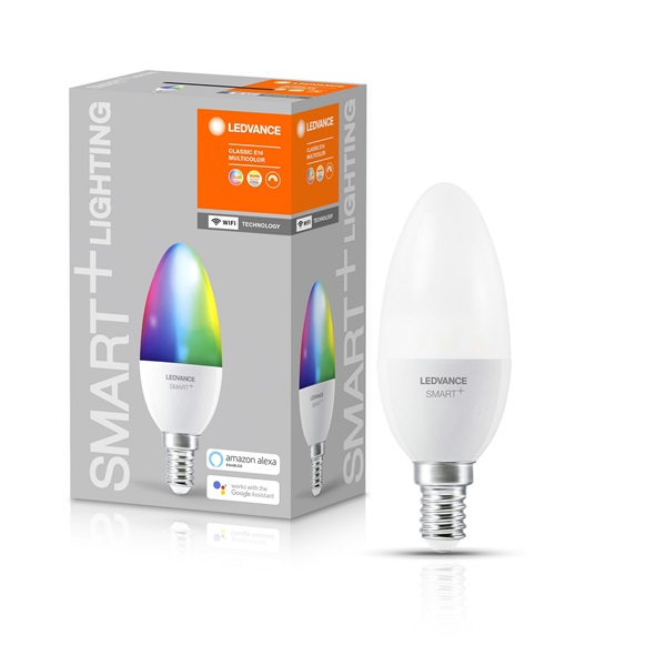 Ledvance Smart+ Wifi vezérlésű 5W RGBW E14 dimmelhető gyertya LED fényforrás