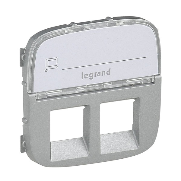 Legrand 755487 Valena Allure címketartóval alumínium 2xRJ11/RJ45 aljzat burkolat