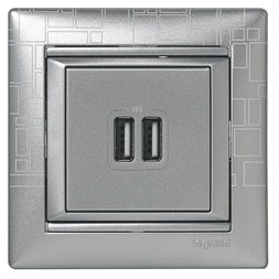 Legrand 770270 Valena 1500 mA alumínium 2xUSB töltő aljzat