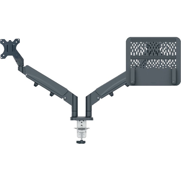 Leitz Ergo Dual sötétszürke helytakarékos monitor- és laptopkar