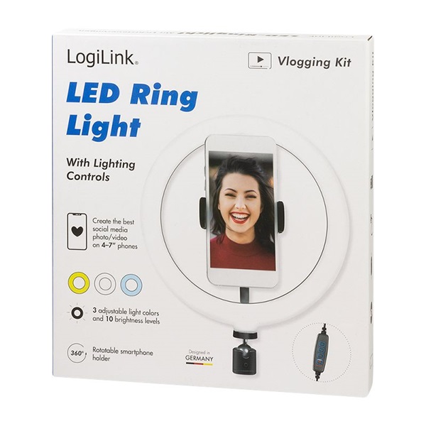 Logilink AA0151 20cm fekete LED körlámpa okostelefonhoz