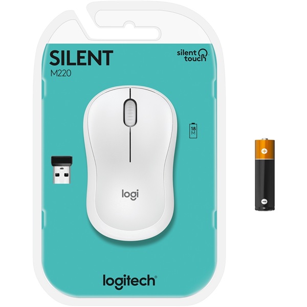 Logitech M220 Silent vezeték nélküli fehér egér