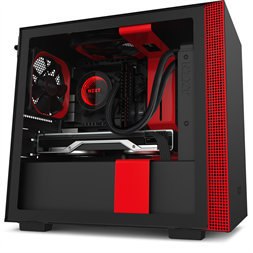 NZXT H210 Fekete-Piros (Táp nélküli) ablakos mini-ITX ház