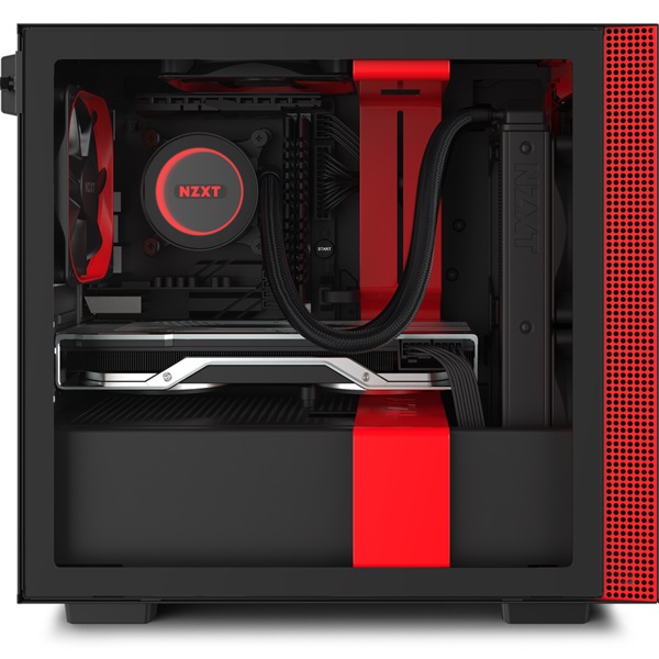 NZXT H210 Fekete-Piros (Táp nélküli) ablakos mini-ITX ház