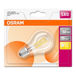 Osram Star átlátszó üveg búra/7W/806lm/2700K/E27 LED kisgömb izzó