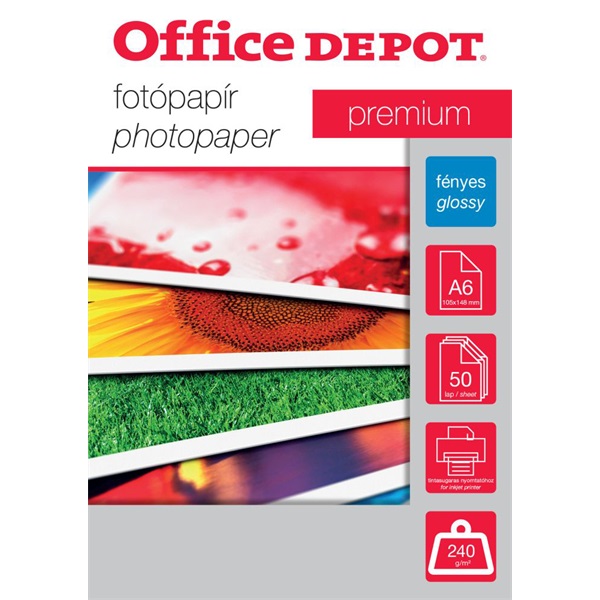 Office Depot Premium A6 240g fényes 50db fotópapír