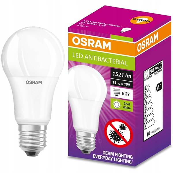 Osram A100/13W/1521lm/4000K/E27 antibakteriális LED gömb izzó