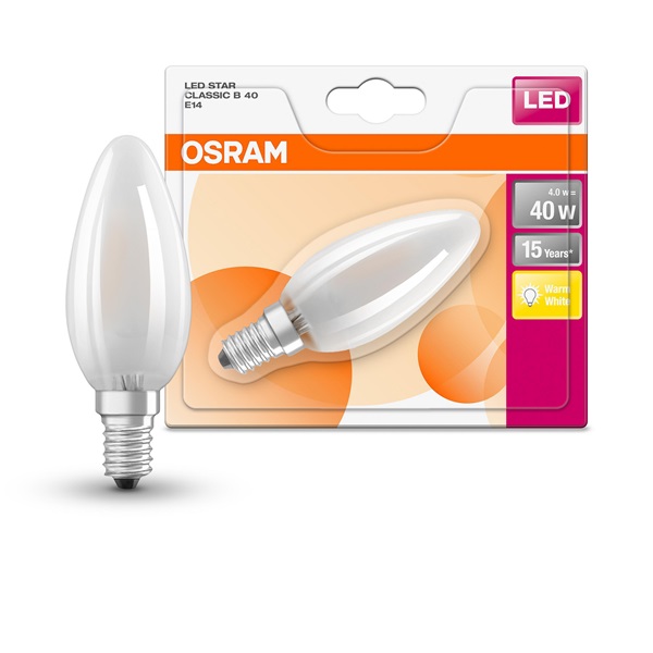 Osram Star opál üveg búra/4W/470lm/2700K/E14 LED gyertya izzó