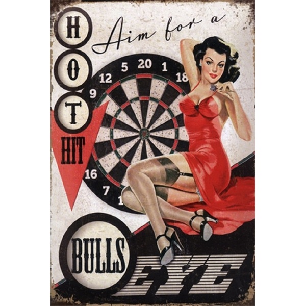 PF Bulls Eye 20x30 cm-es retro dekor fémtábla