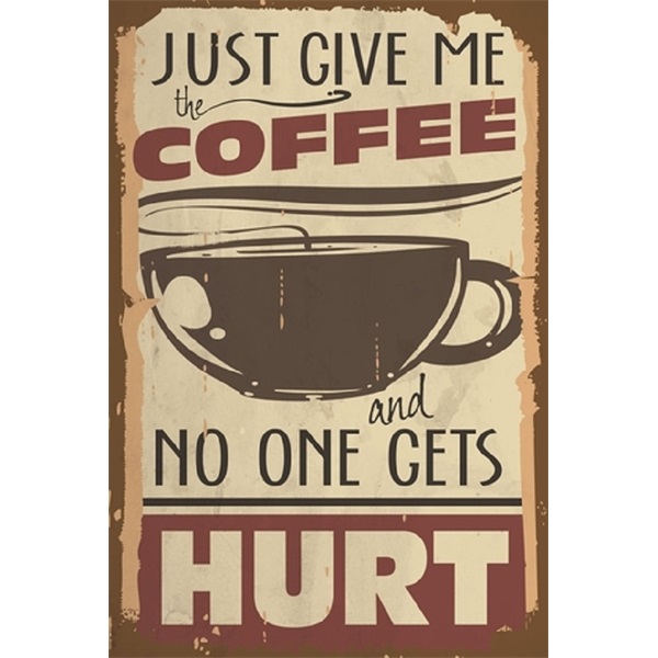 PF Just give me coffee 20x30 cm-es retro dekor fémtábla