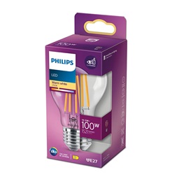 Philips 929002026155 E27 100W átlátszó meleg-fehér gömb alakú LED fényforrás