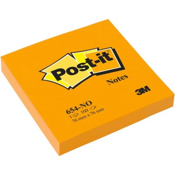 Post-it 76x76mm 100lap neon narancs jegyzettömb