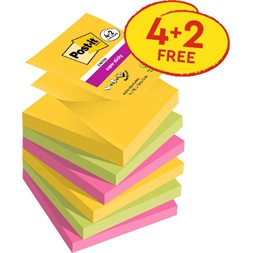 Post-it Super Sticky Carnival 76x76mm  90lapos 4+2db  vegyes Z-jegyzettömb