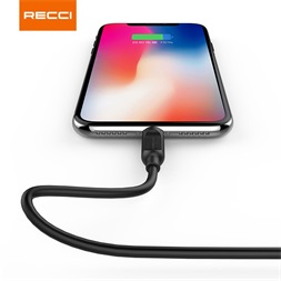 Recci RCL-P100B 1m Lightning - USB fekete adat- és töltőkábel